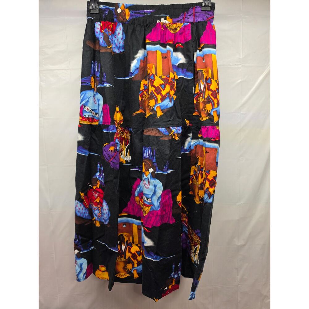 Roper Southwestern Print Tiered Midi Skirt Elastic Waist Boho Western Size M